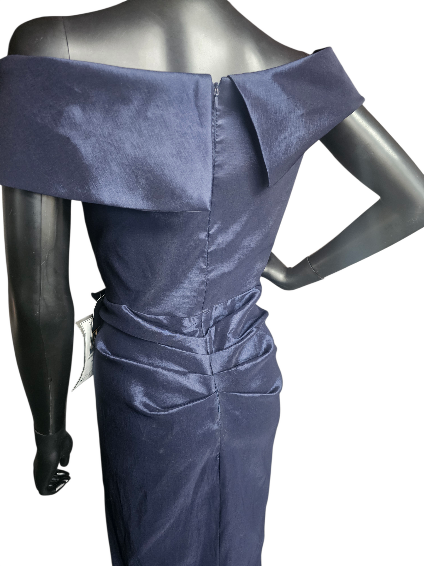 Navy Taffeta Off Shoulder Formal Dress NWT - Xscape