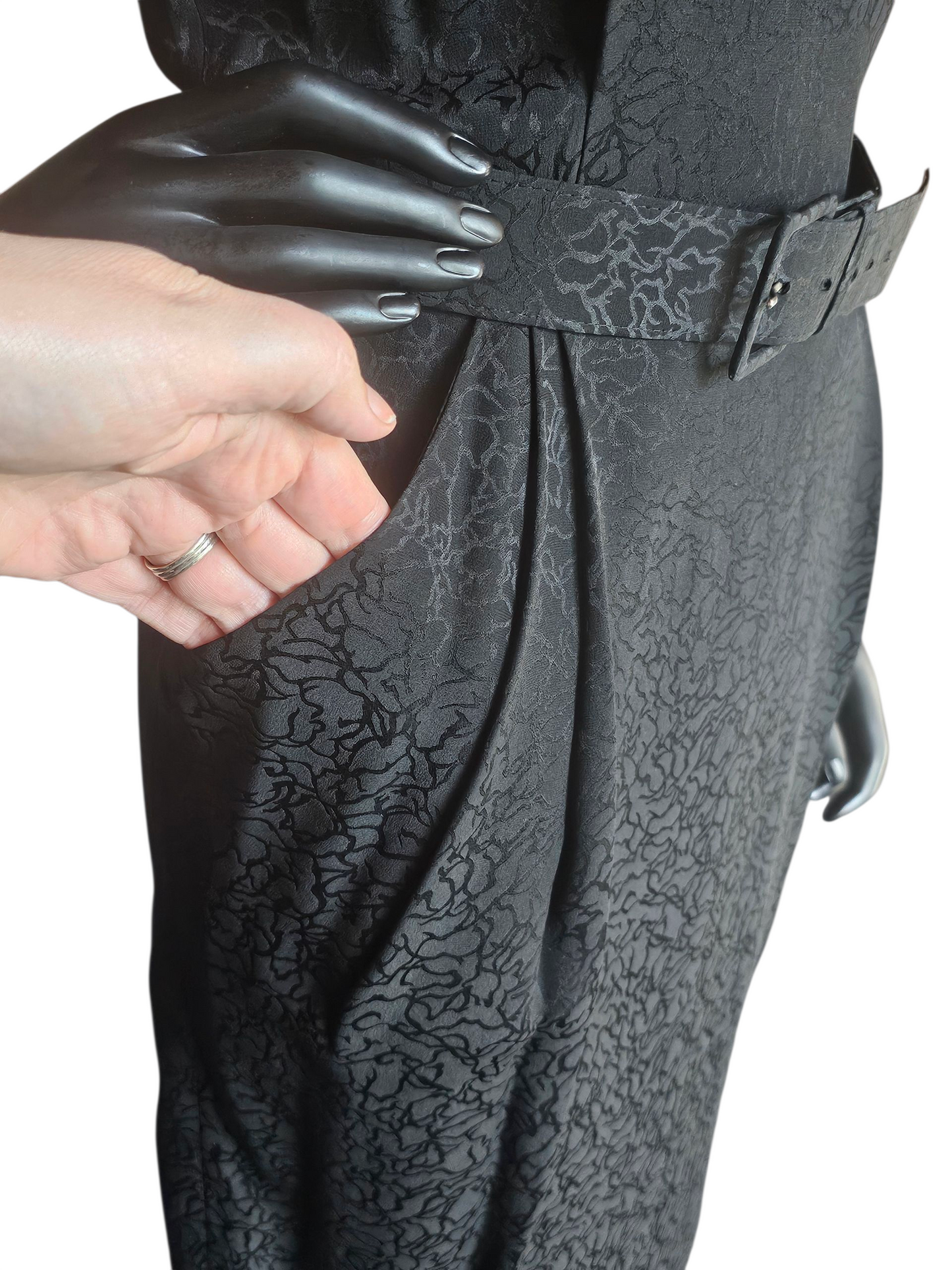 Vintage Black Silk Belted Dress W/Jacket - Liz Claiborne