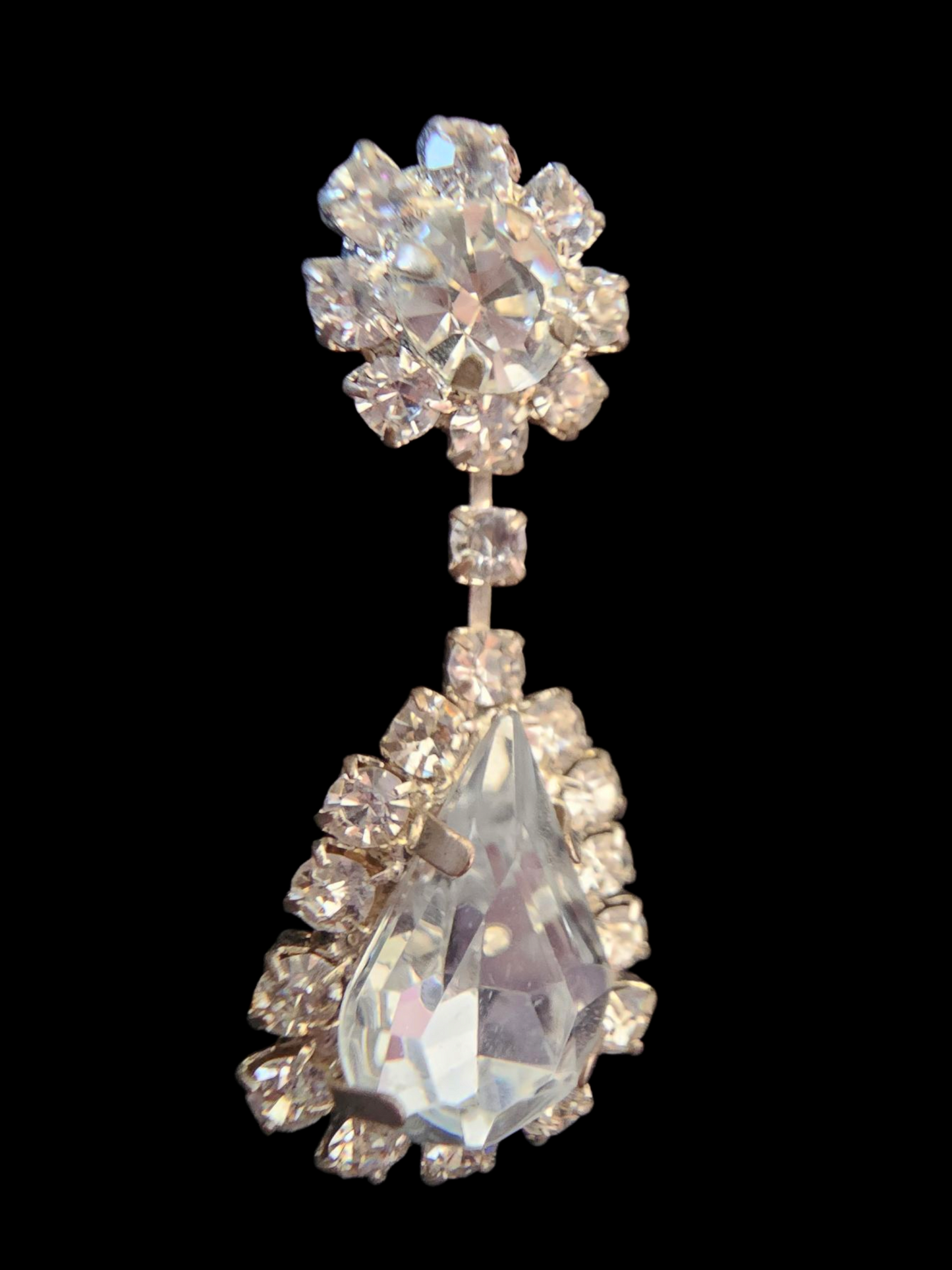 Large White Crystal Cluster Necklace/Earring Set