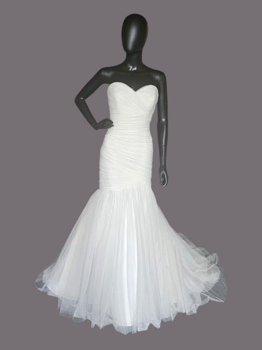 Tulle Fit Flare Strapless Wedding Gown - Mori Lee