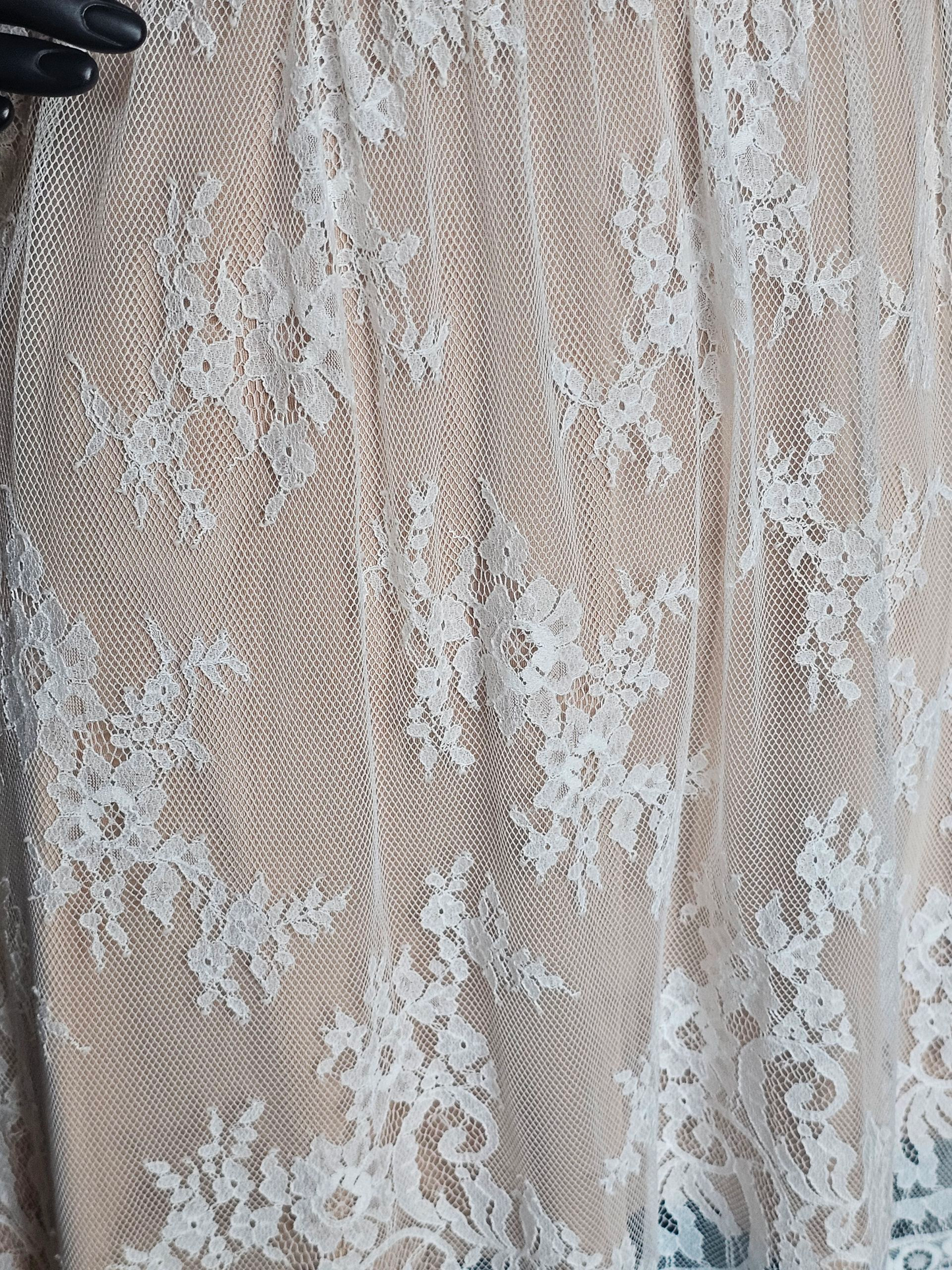 White/Tan Open Back Lace Short Party Dress