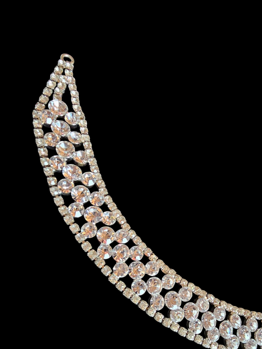 Wide Silver/Crystal Hair Accessory