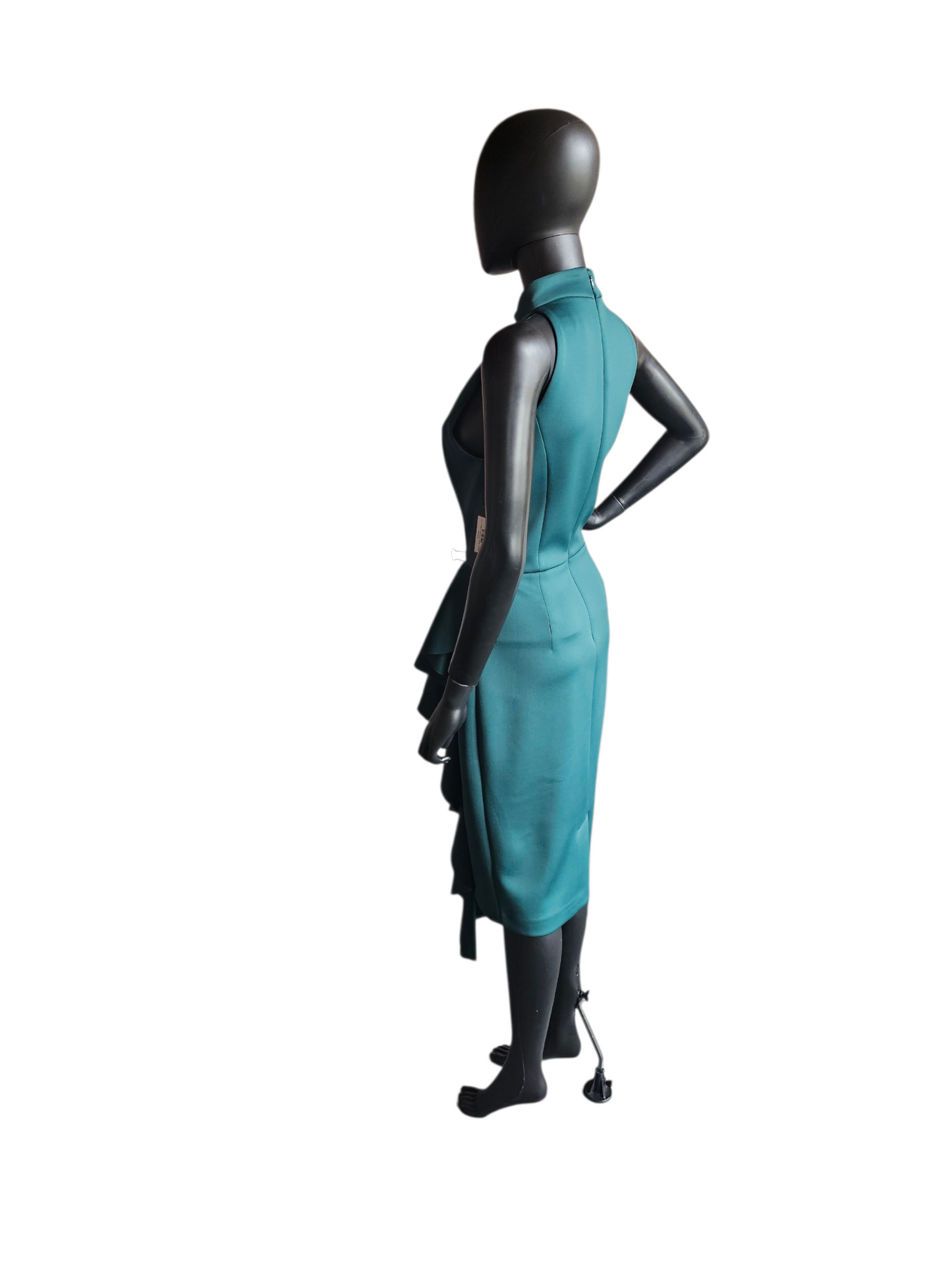 Green Neoprene Halter Side Flair Cocktail Dress - Eliza J