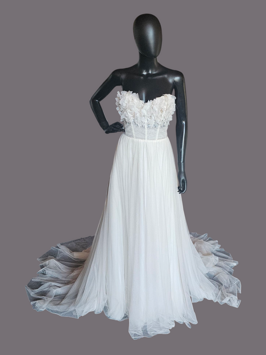 Ivory/Latte Floral Full Tulle Wedding Gown - Sincerity