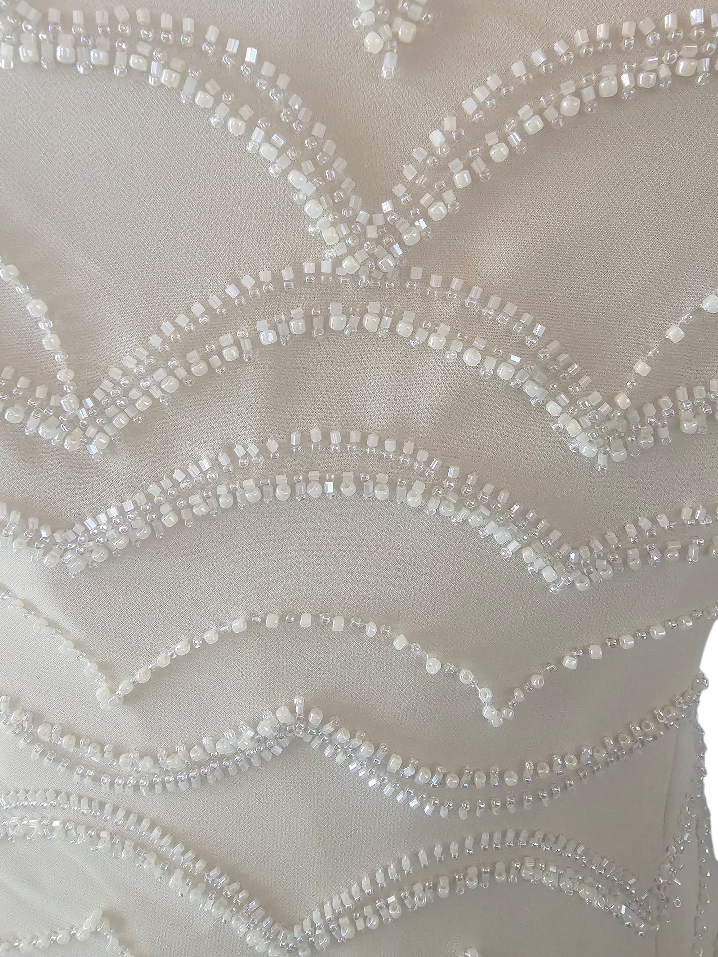 Cream Chiffon Beaded Formal Dress - Jade