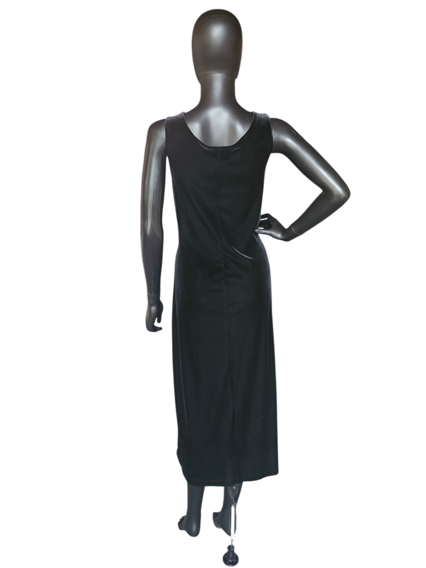 Black Velvet Sheath Sleeveless Mid Dress