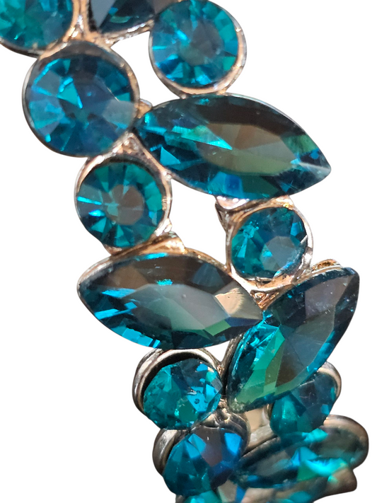 Dark Turquoise Crystal Stretch Bracelet
