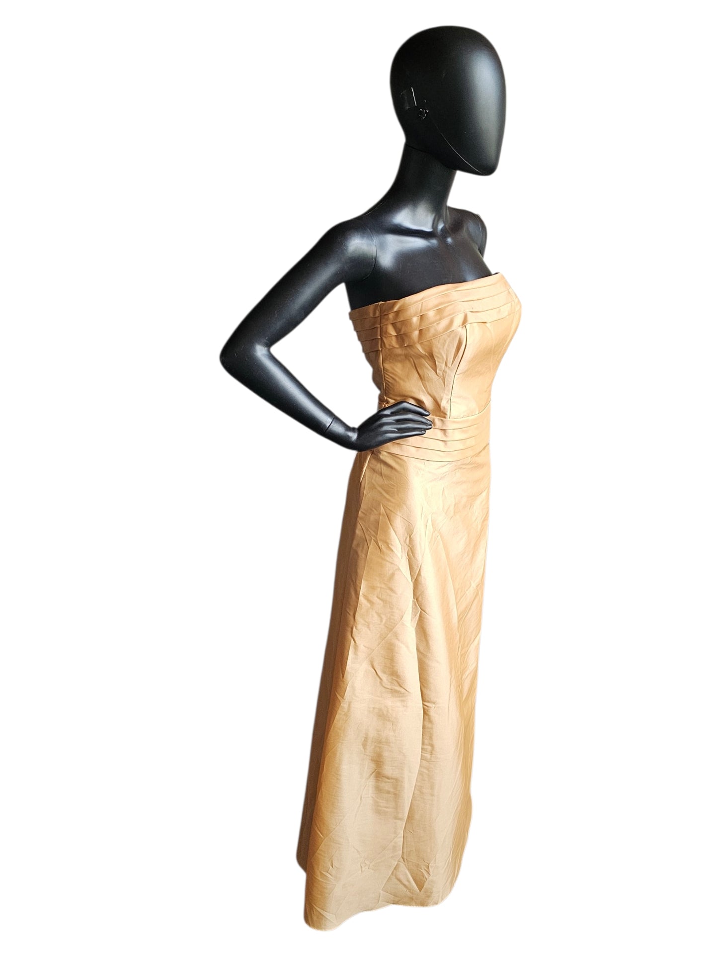 Gold Strapless Ruffle Tafetta - Bari Jay
