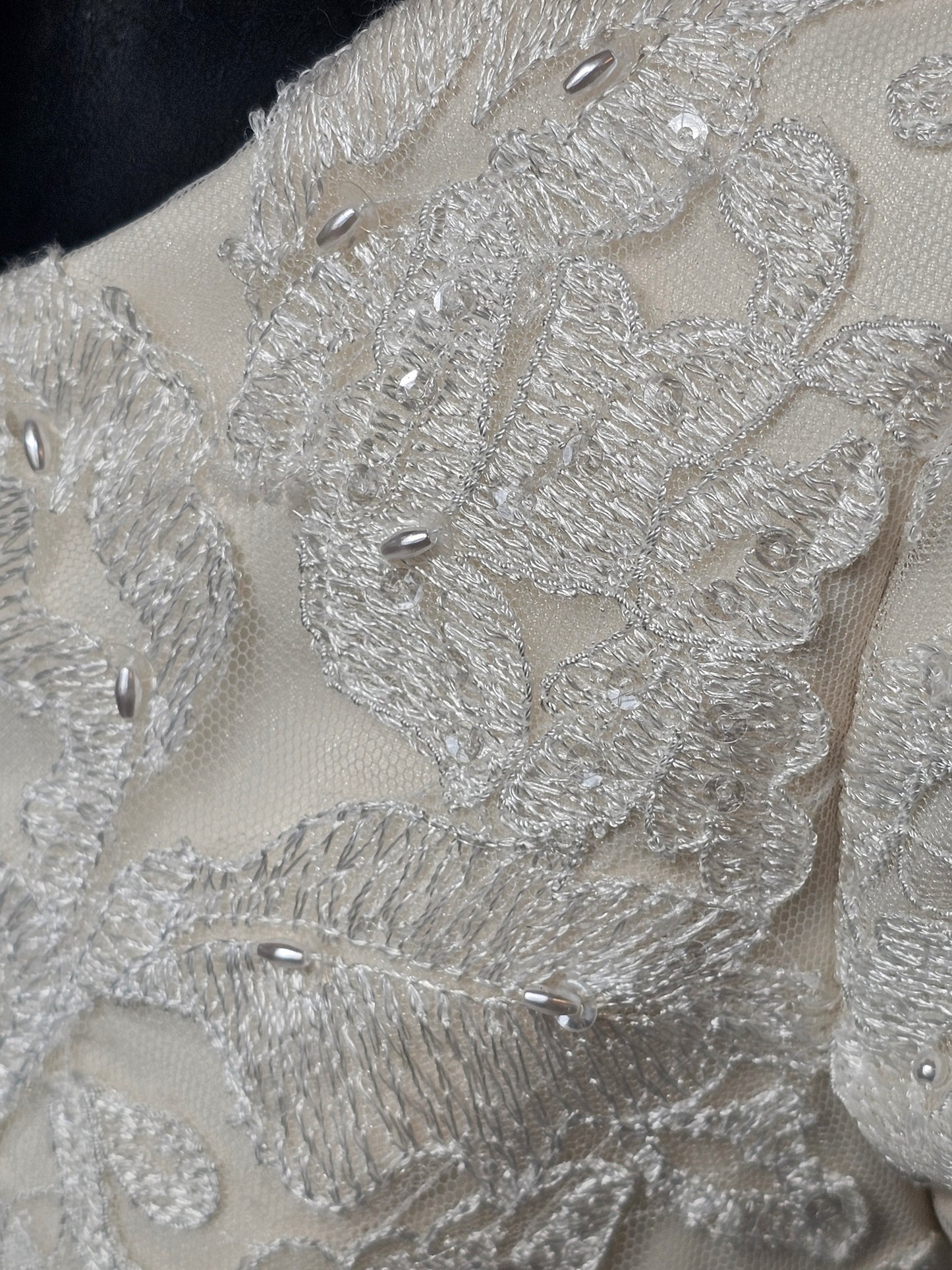 Champagne A-Line Cap Sleeve Floral Embroidered Wedding Gown - Bliss