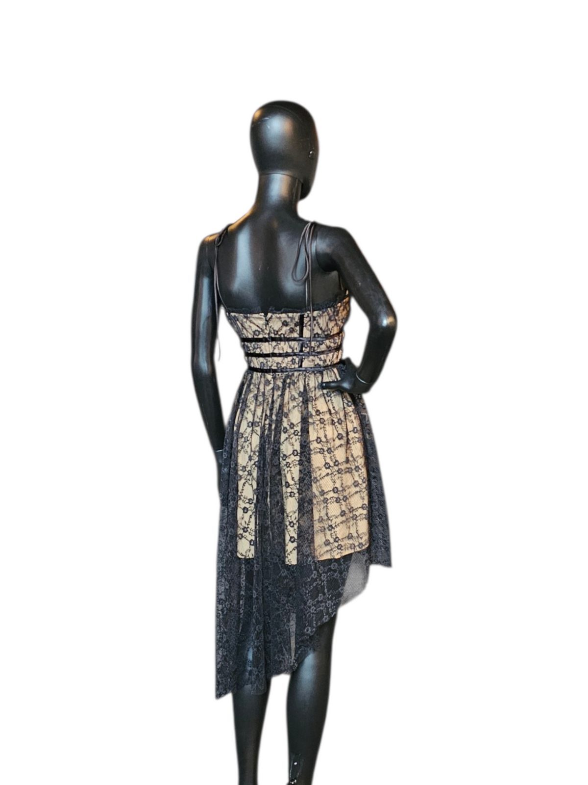 Black/Nude Lace Corset Formal/Homecoming Dress - Steve Madden