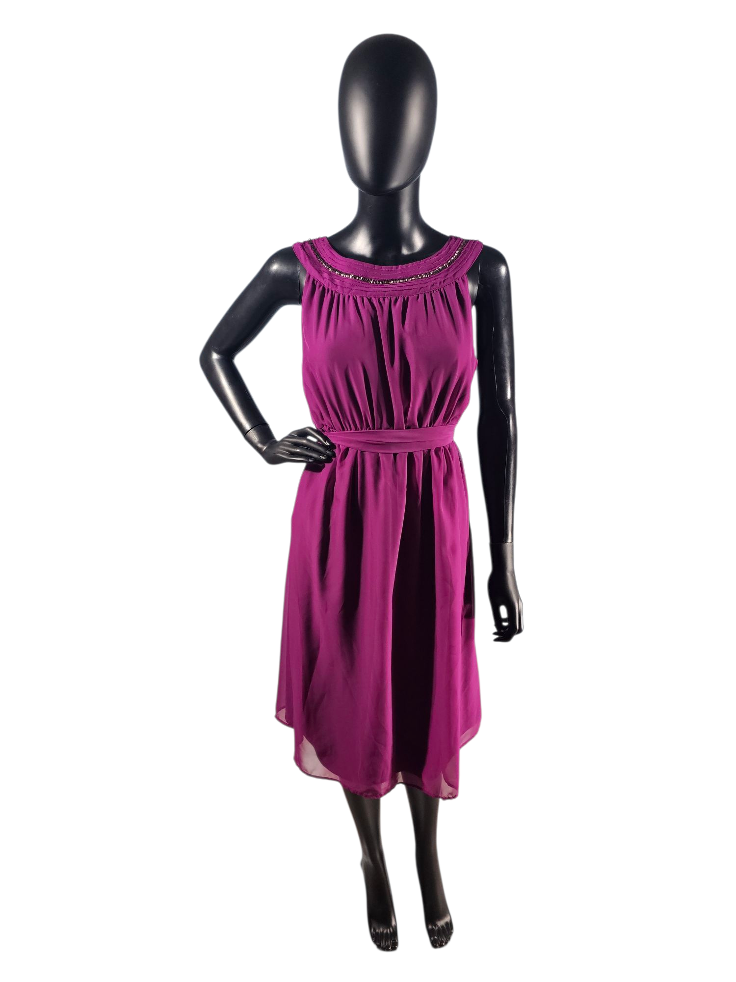 Plum Beaded Yoke Collar Chiffon Maternity Casual Dress - Liz Hanger Plum Beaded Yoke Collar Chiffon Maternity Casual Dress - Liz Hanger