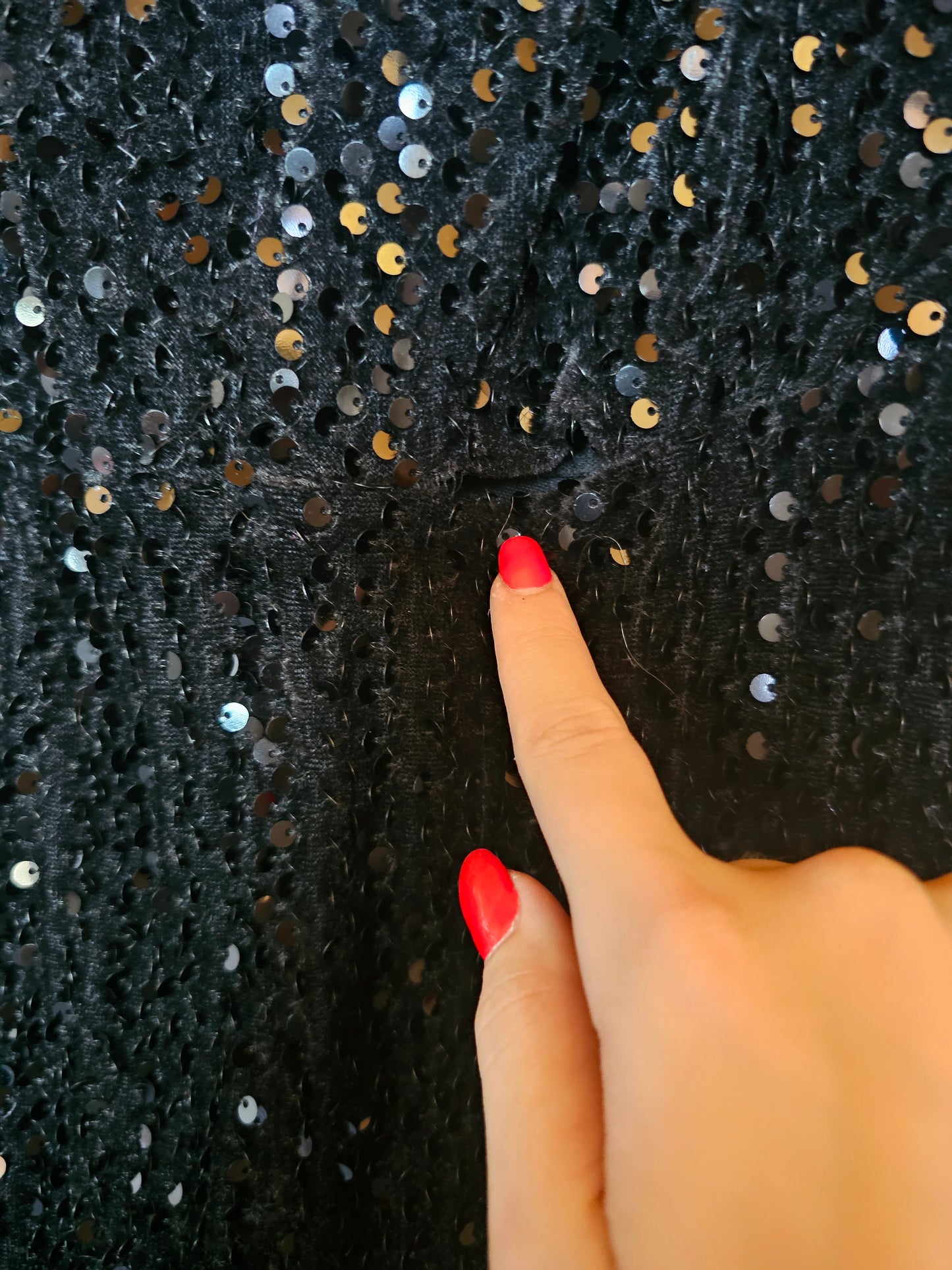 Black Sequin Fitted 3/4 Sleeve Plunge Slit Formal/Prom Dress - Miss Ord