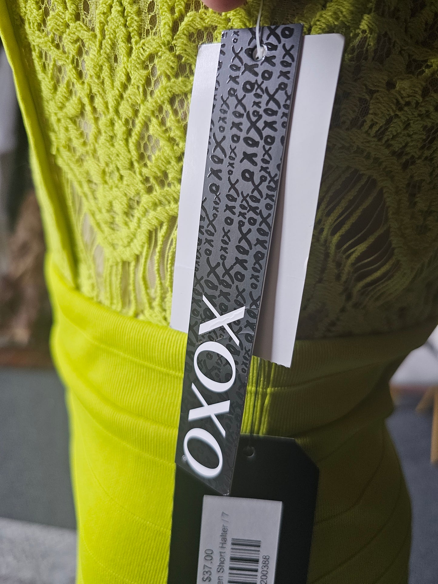 Acid Yellow Short Bodycon Halter Dress - XOXO NWT