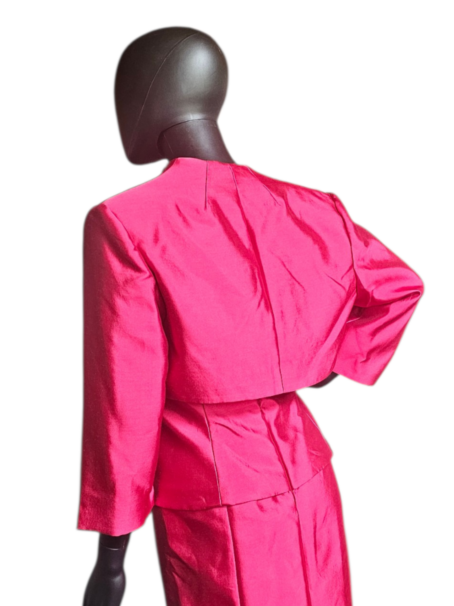 Red Mikado Fit/Flare Mothers Dress W/Cropped Jacket Applica Asymmetrical Sweetheart Strapless Formal Dress - Montage
