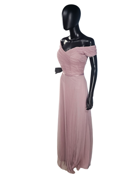 Desert Rose Accordion Net Off Shoulder Formal Dress - Mori Lee