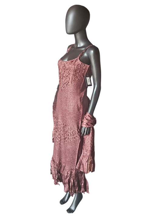 Crushed Silk Burgandy Formal Dress W/Shawl