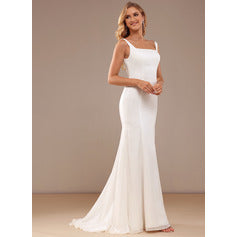 Ivory Trumpet Sweep Train Wedding Gown