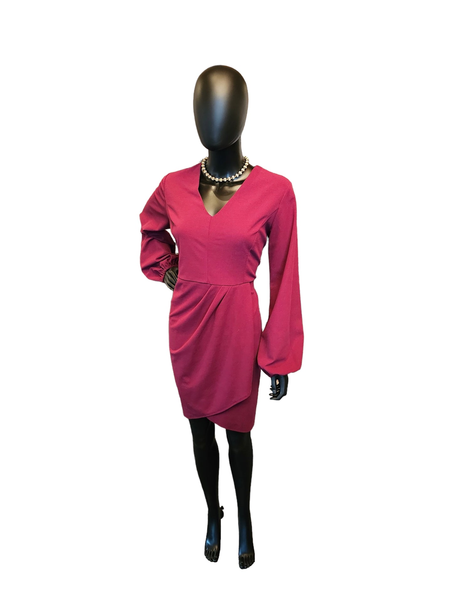 Burgundy Bishop Sleeve Dress