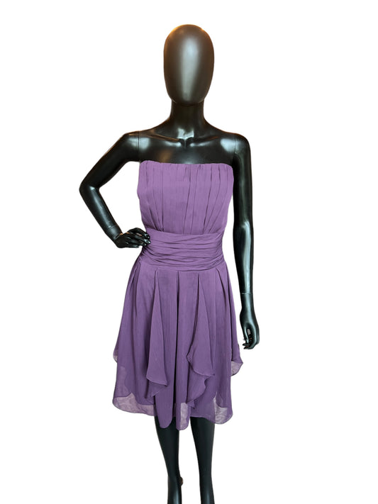 Plum Chiffon Strapless Short Dress