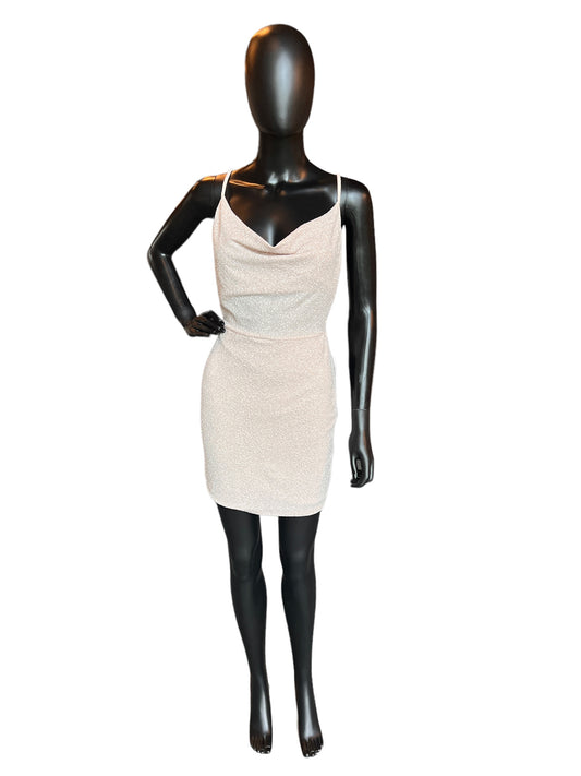 Cream/Silver Shimmer Cross Back Cocktail Dress