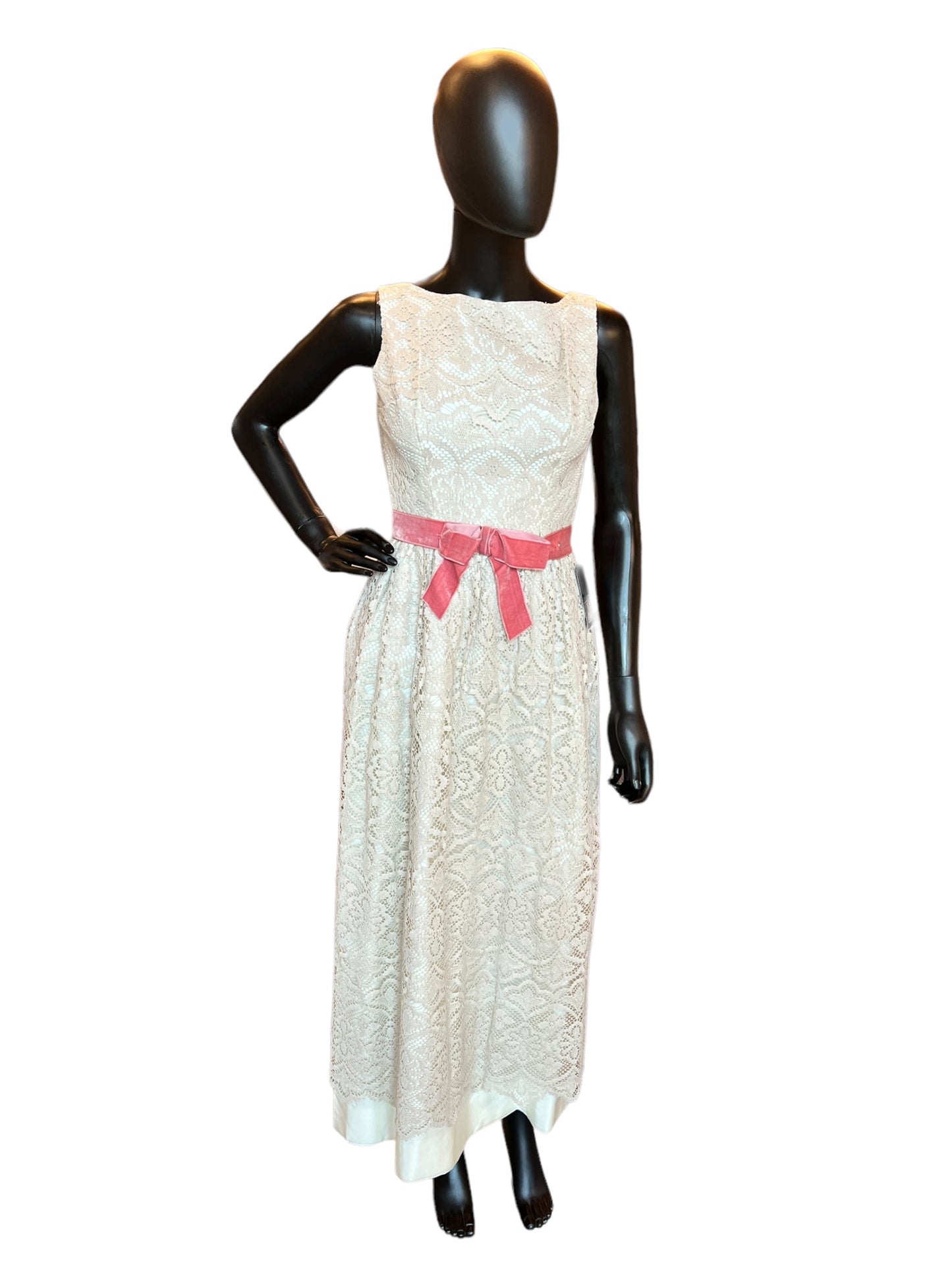 Vintage 60s cream cotton lace dress