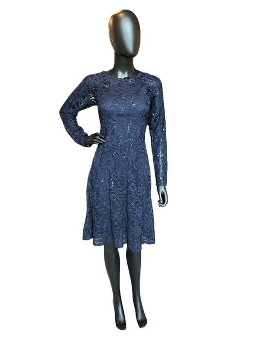 Navy Lace Cocktail Dress Long Sleeve