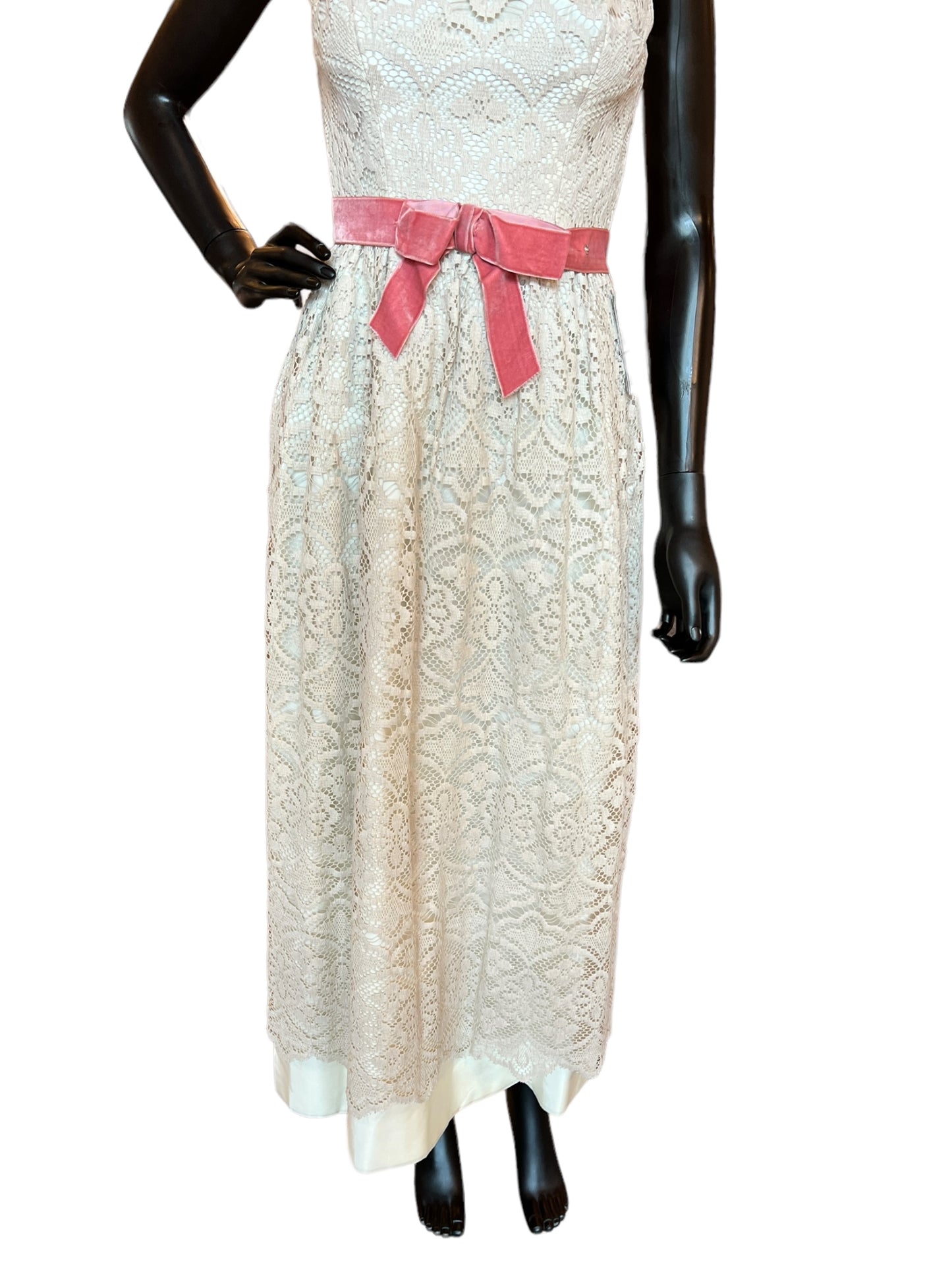 Vintage 60s cream cotton lace dress