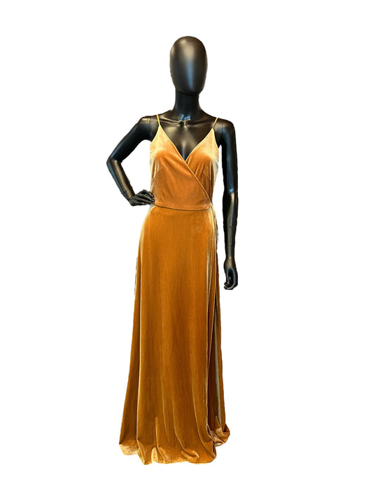 Harvest Gold Velvet Wrap Maxi Dress - Jenny Yoo - NWT