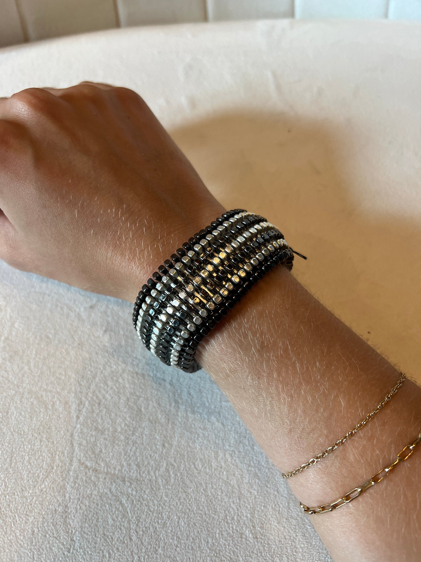 Black/Silver Stretch Bracelet