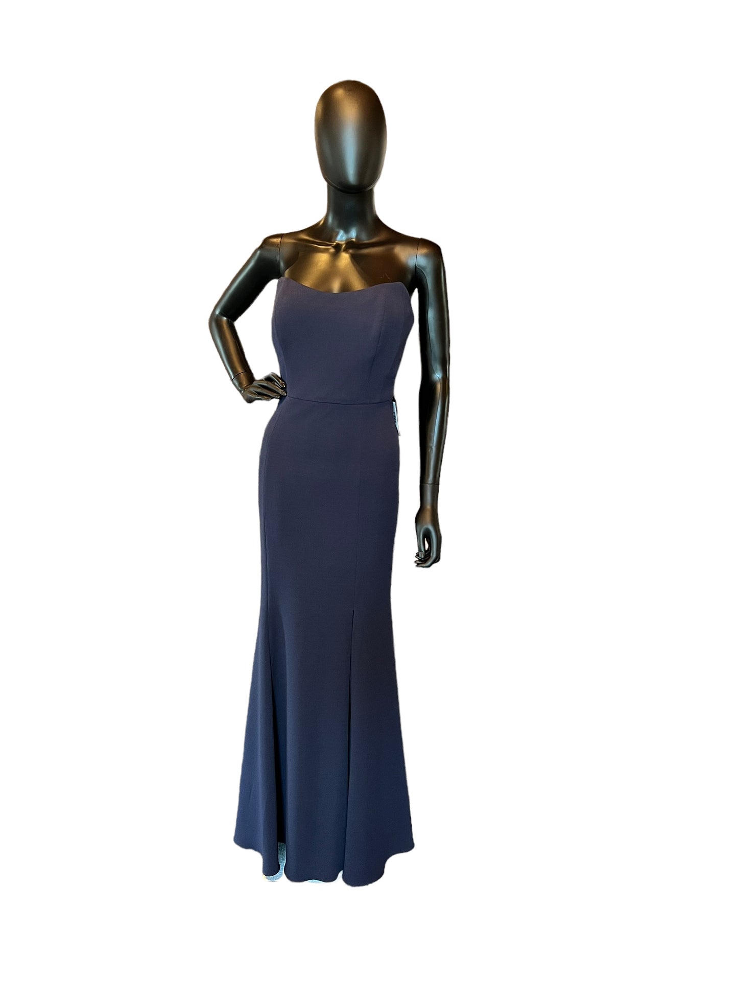 Watters Navy Ballad Crepe Strapless Bridesmaid