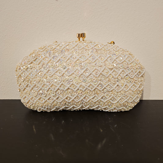 Ivory Sequin/Gold Clutch