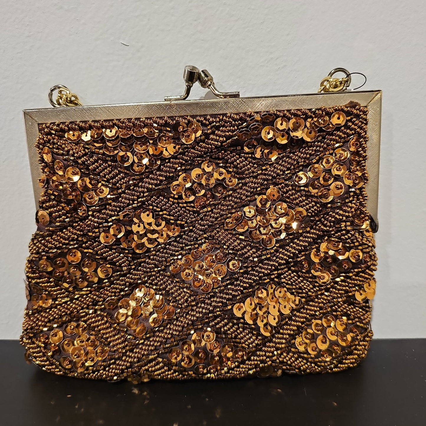 Vintage Bronze Sequin Clutch