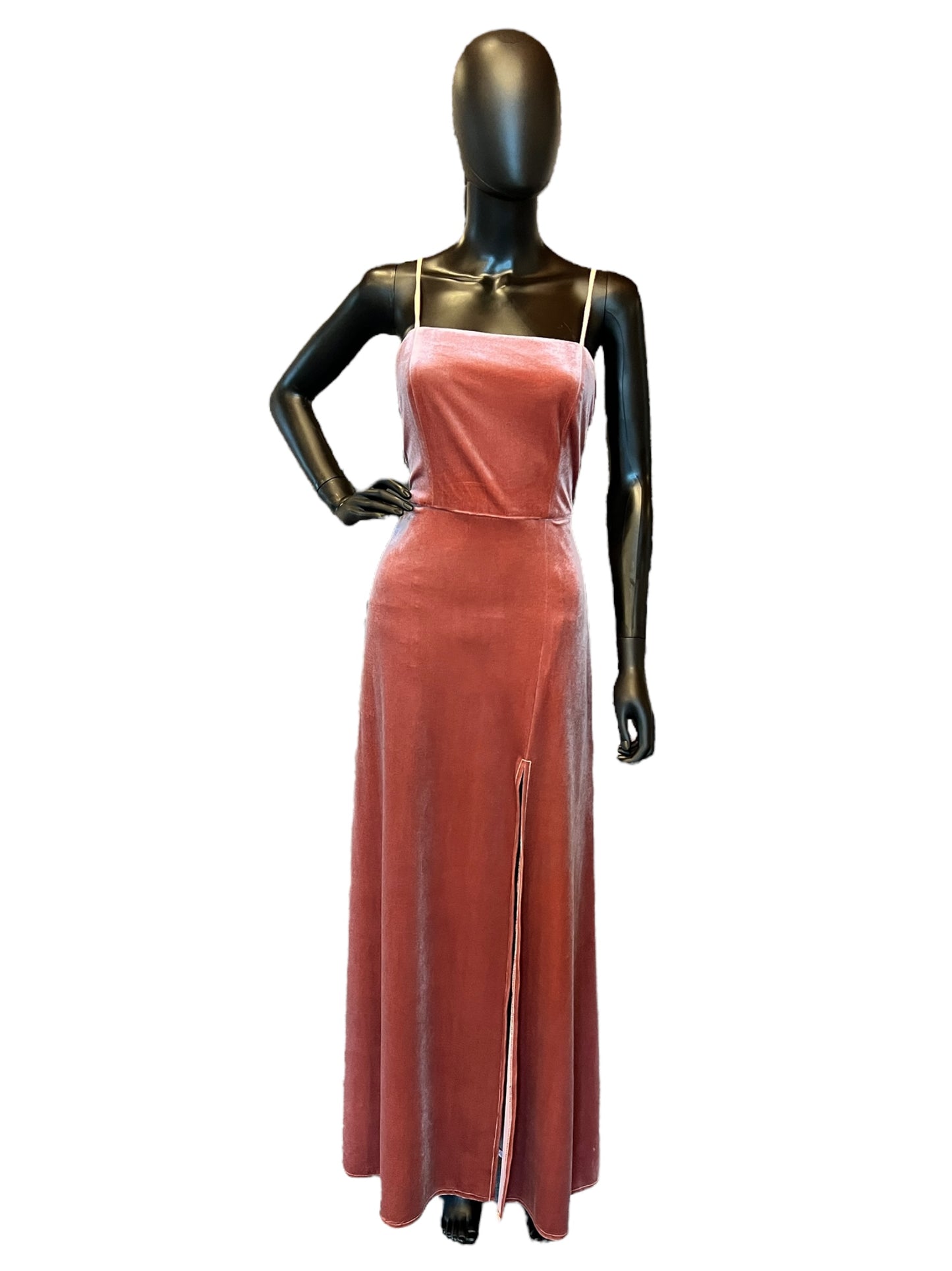 Dessy Stretch Velvet Rose Full Length Formal Gown