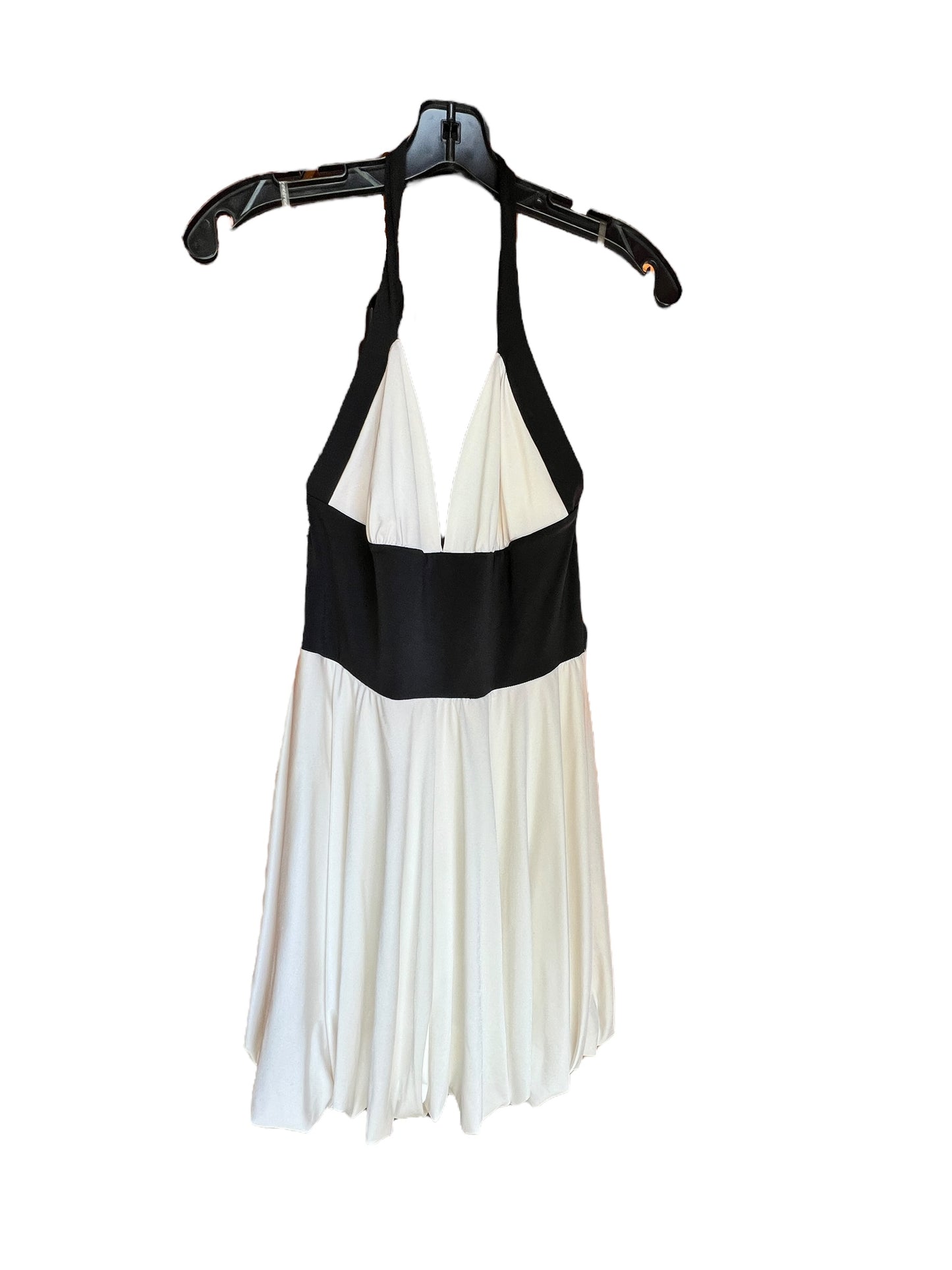 Black/White Jersey Halter Cocktail Dress