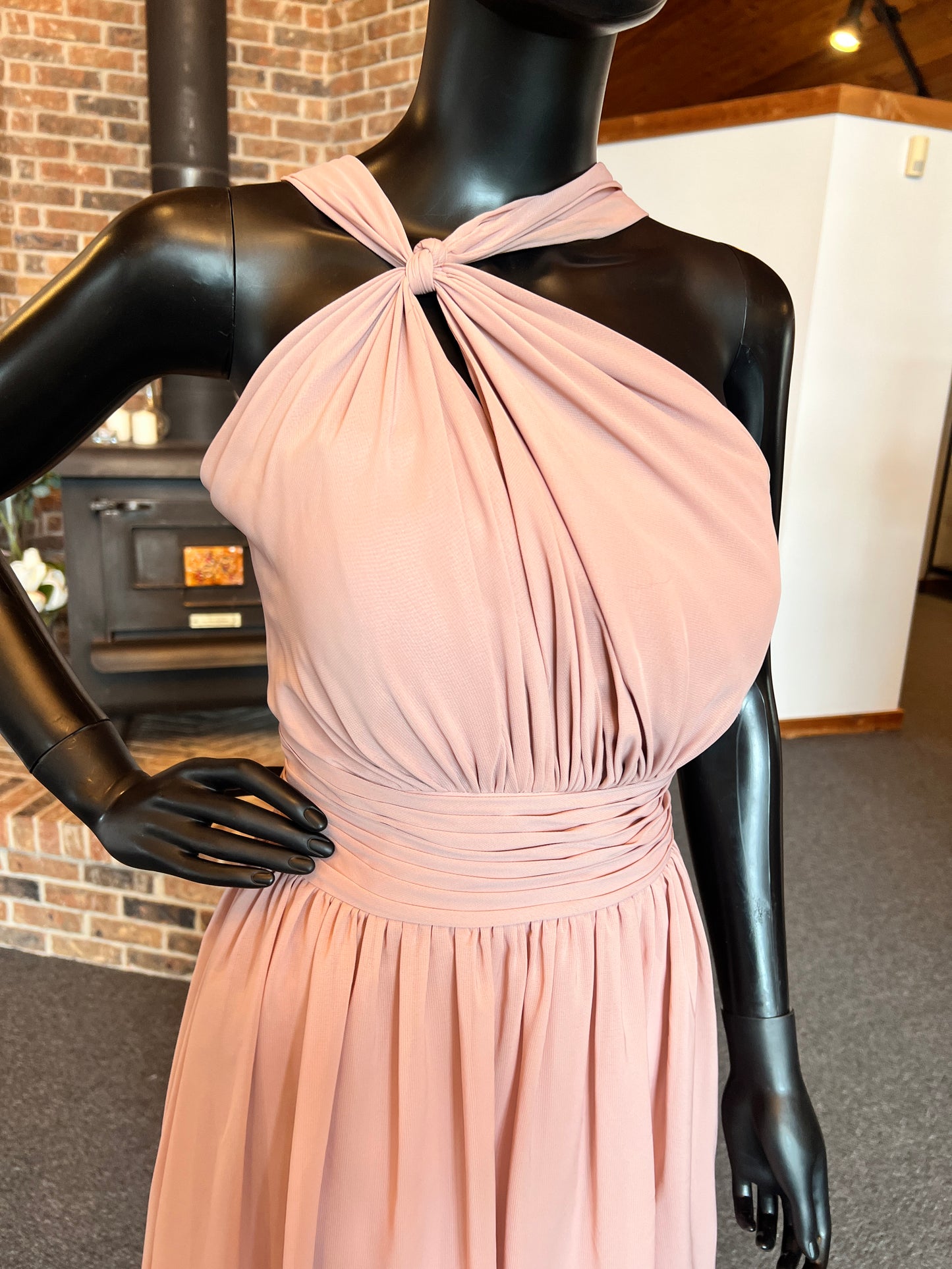 Rose Chiffon Halter Short Dress (new)