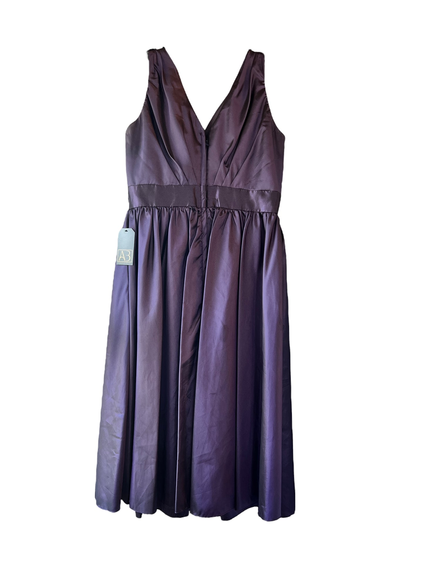 Purple Taffeta V-Neck Gown with Shawl