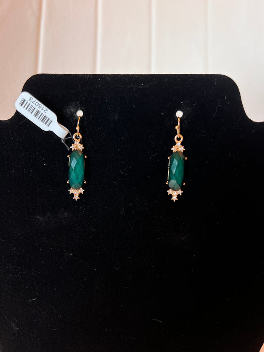 Emerald Crystal Deco Hook Drop Earring