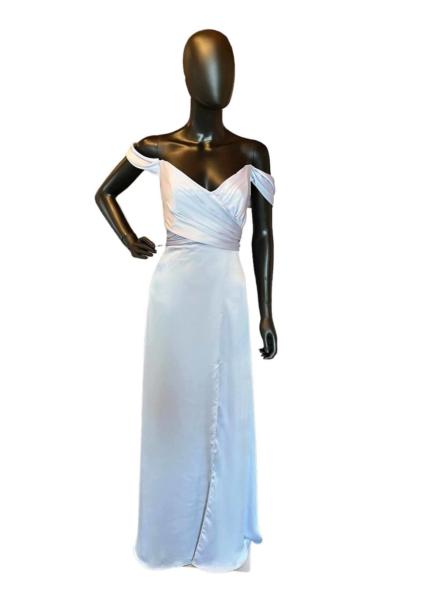 Whisper Satin Silver/Blue Formal Gown - Dessy Collection Whisper Satin Silver/Blue Formal Gown - Dessy Collection
