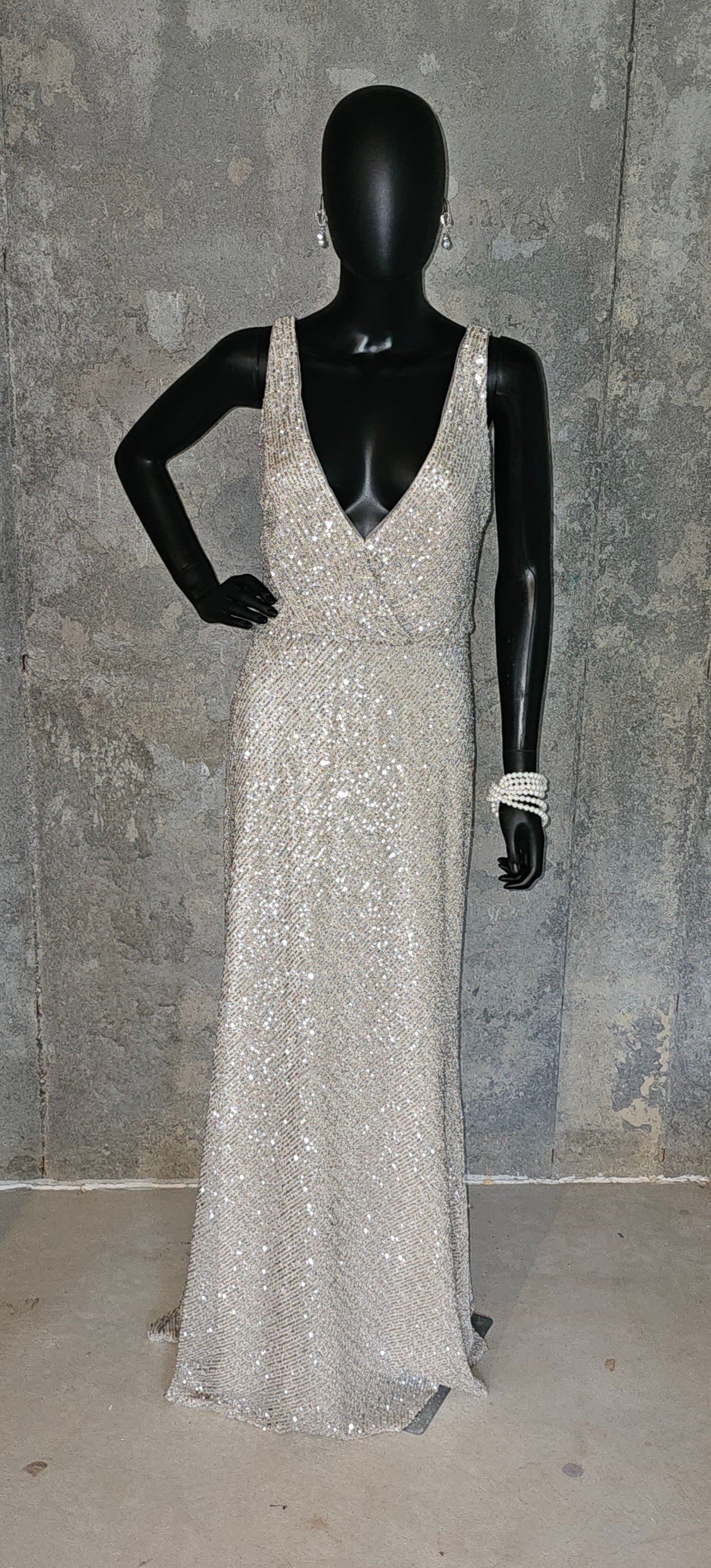 Champagne Sequin Plunge Formal Gown - Jenny Yoo