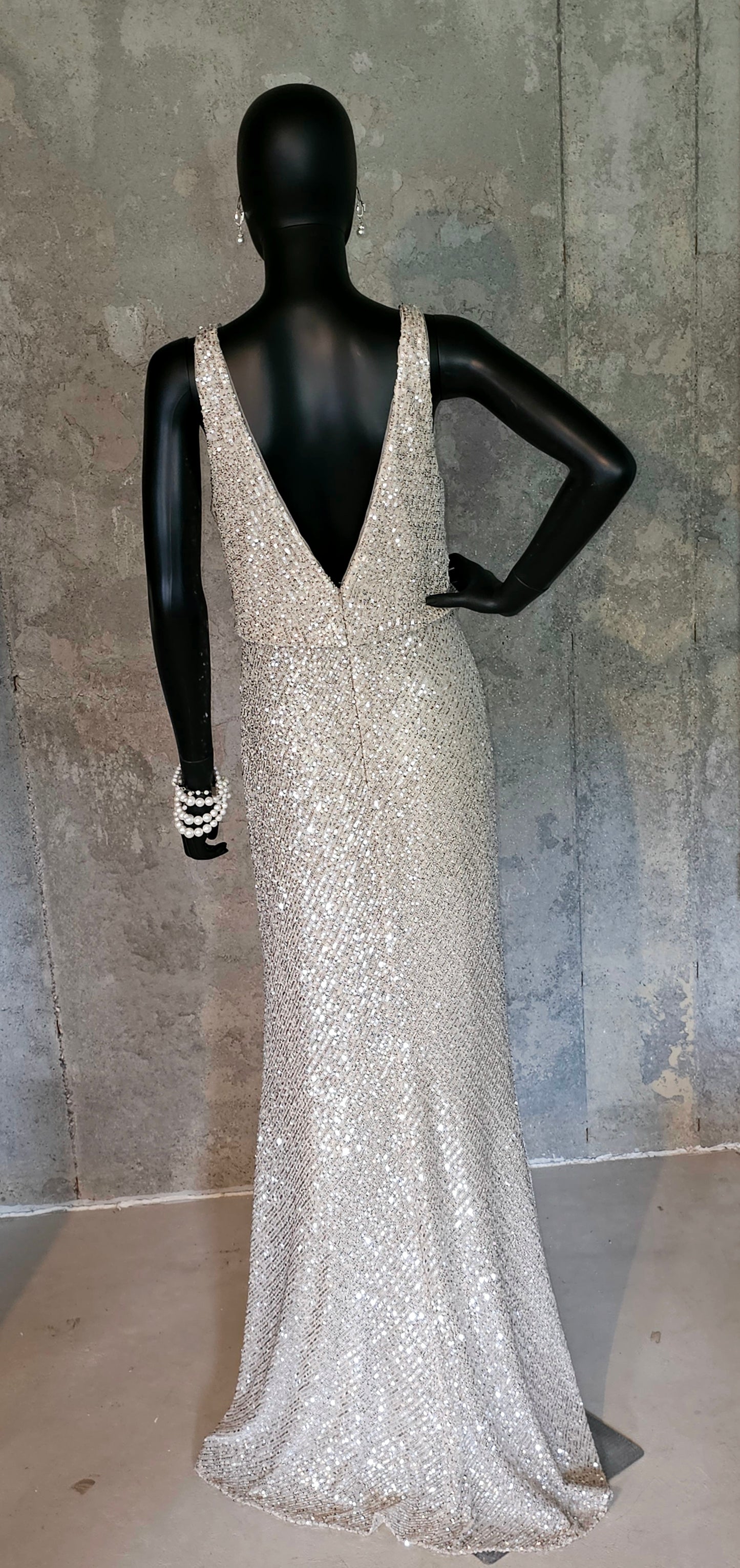 Champagne Sequin Plunge Formal Gown - Jenny Yoo