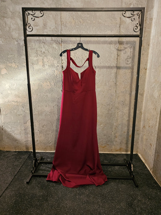 Burgundy Fitted Gown - Hayley Paige - Full Length Formal Gown