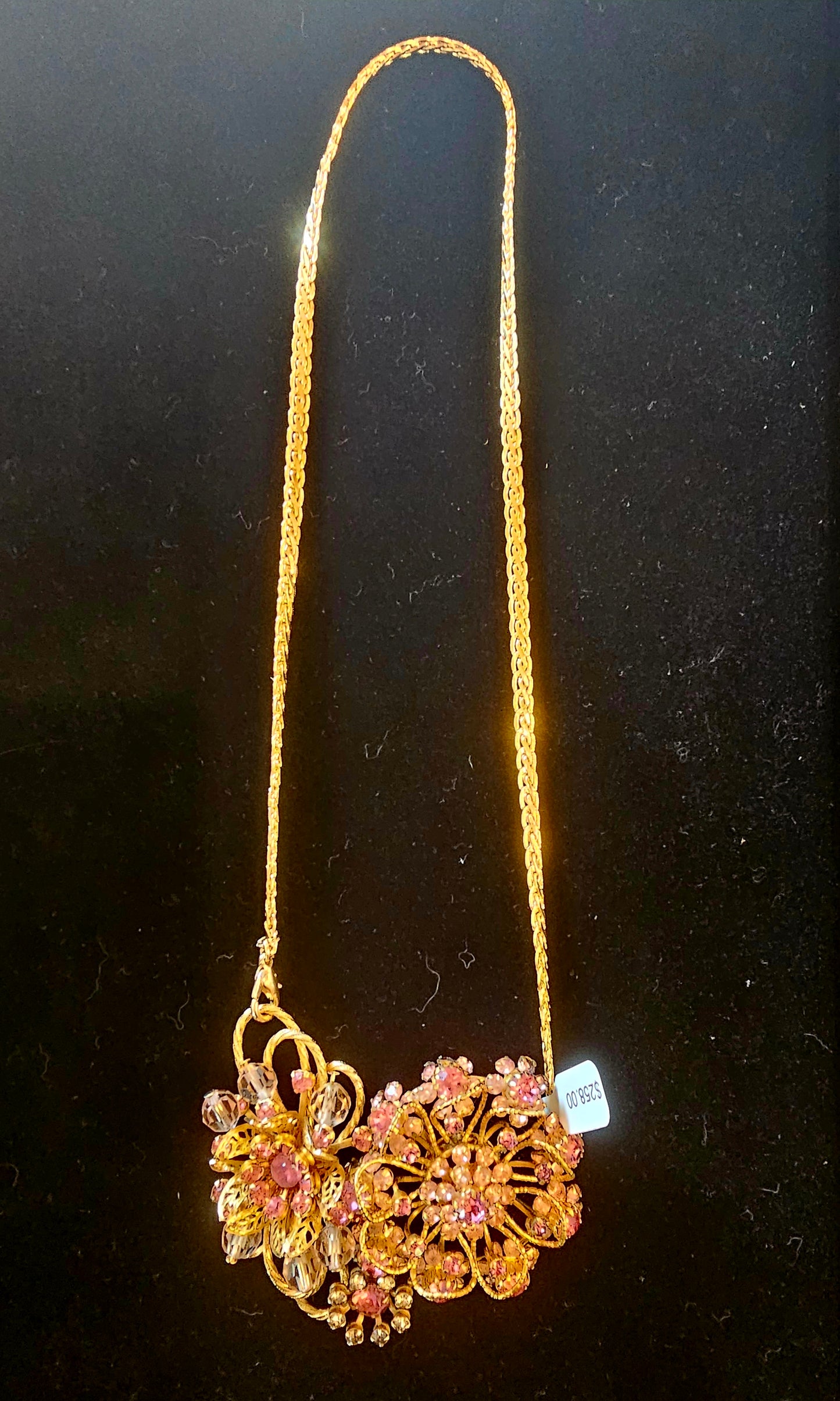 Vintage Gold & Purple Rhinestone Necklace