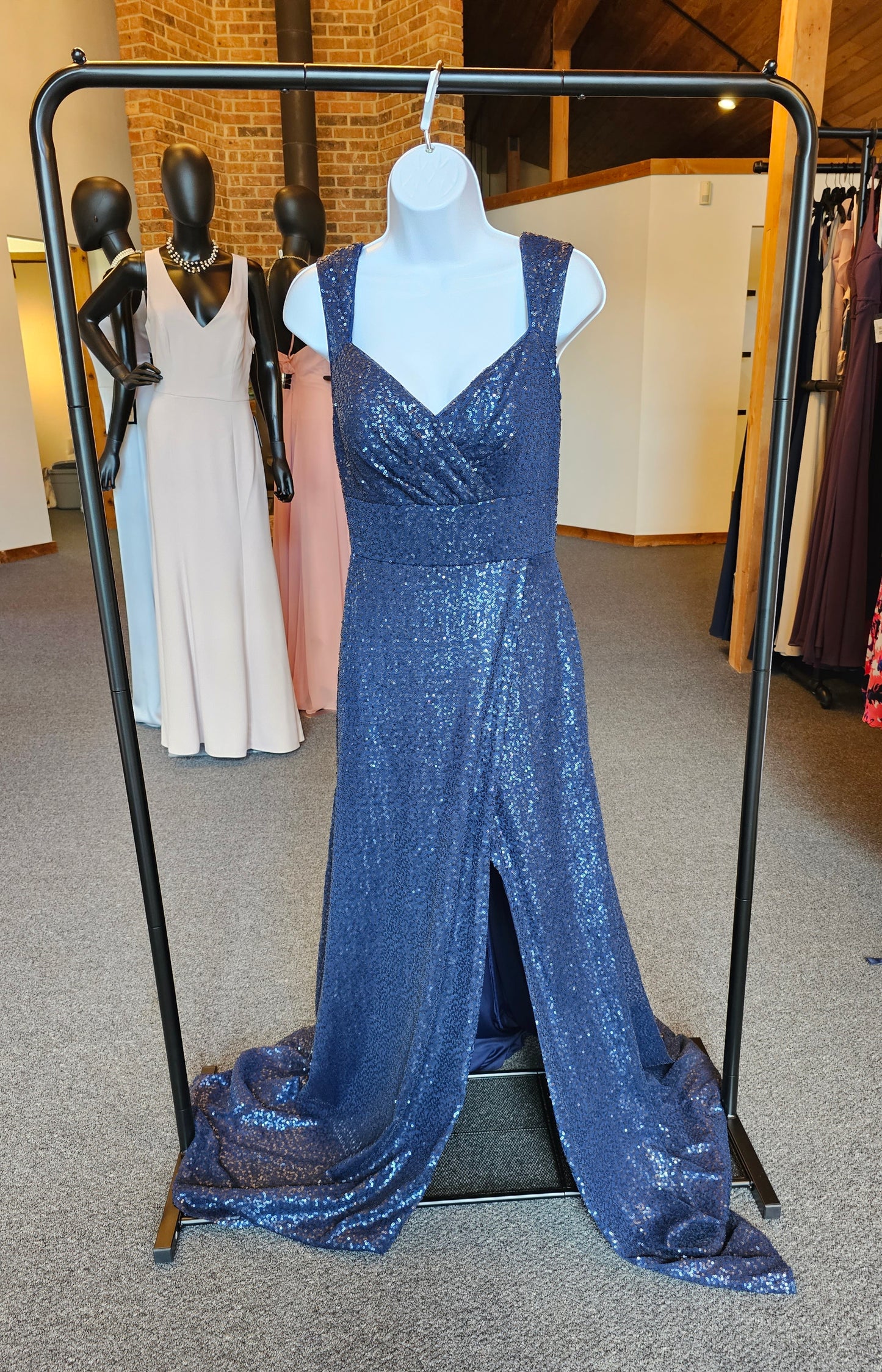 Kenney Blue Sequin Side Slit