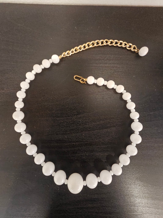 Vintage White Bead Necklace