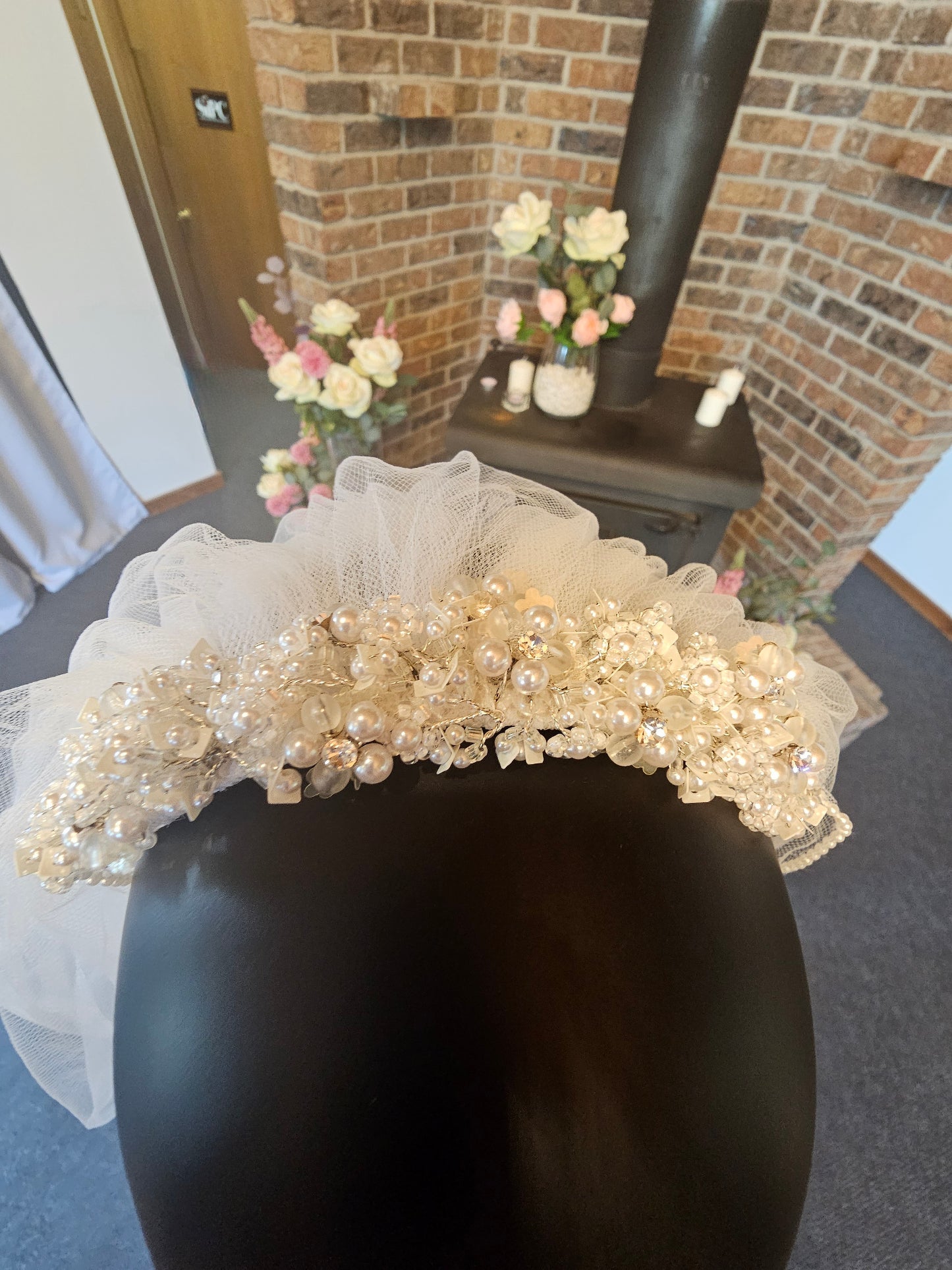 White Pearl Bead Veil