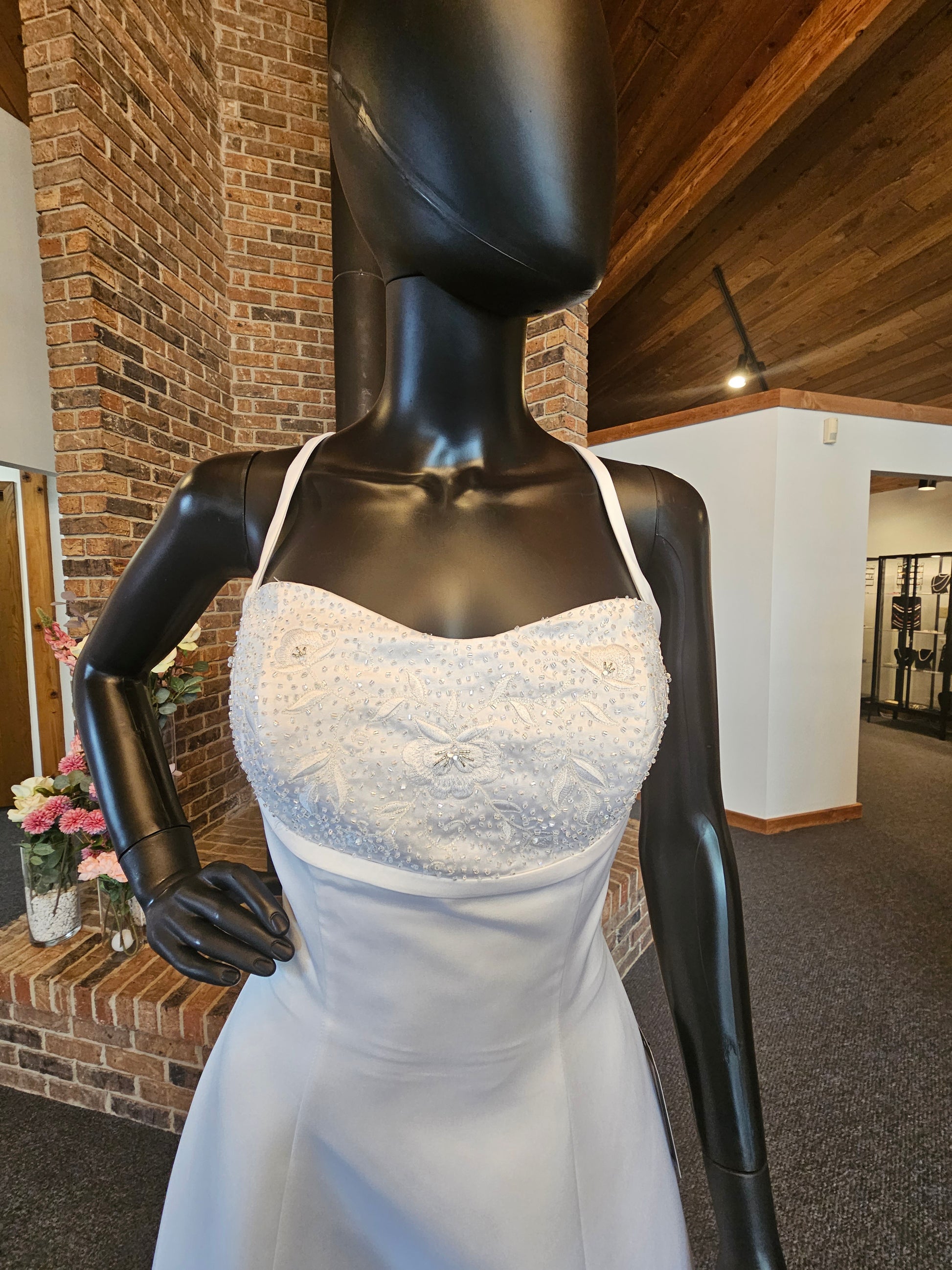 Bonny White Halter Empire Waist Wedding Gown Bonny White Halter Empire Waist Wedding Gown