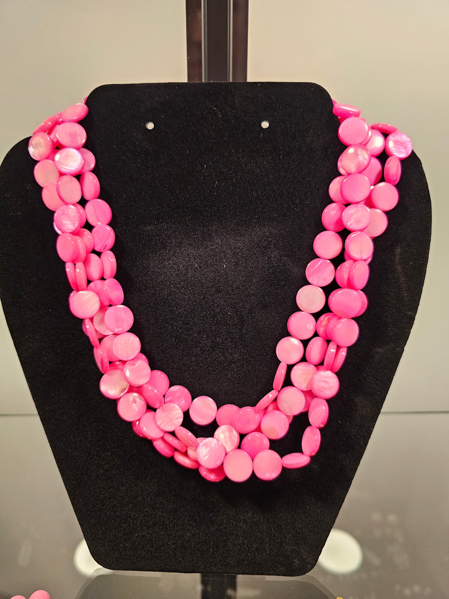 Hot Pink Shell layered necklace