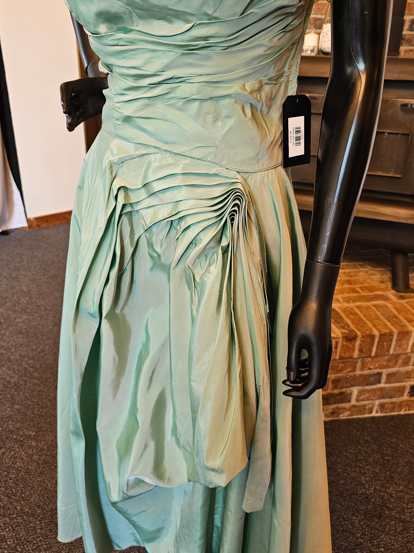 Vintage 50s Teal Taffeta Party Dress / Evening Gown