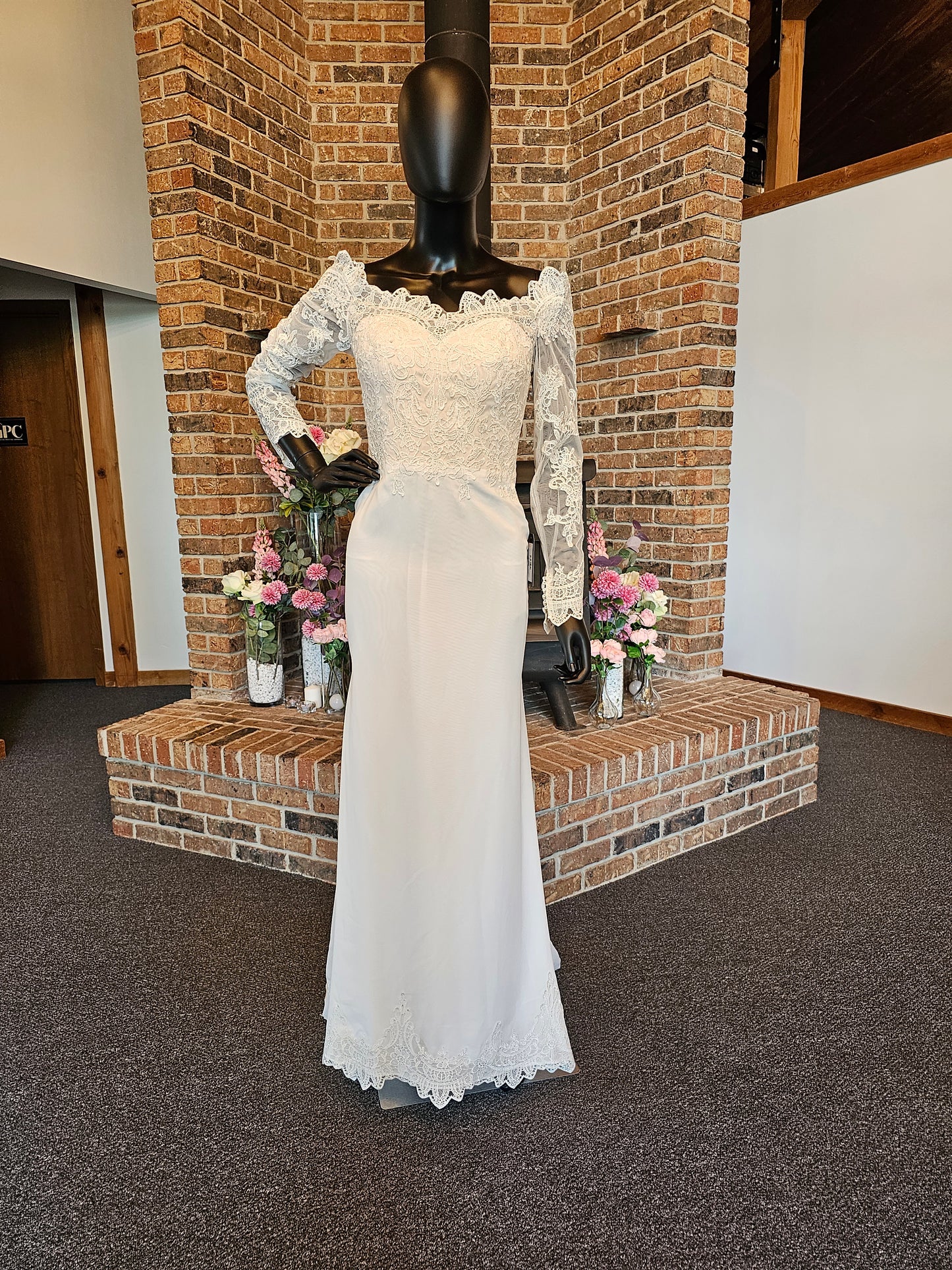 Fitted Lace Bodice Off Shoulder Wedding Gown Arabella Bridal Fitted Lace Bodice Off Shoulder Wedding Gown Arabella Bridal