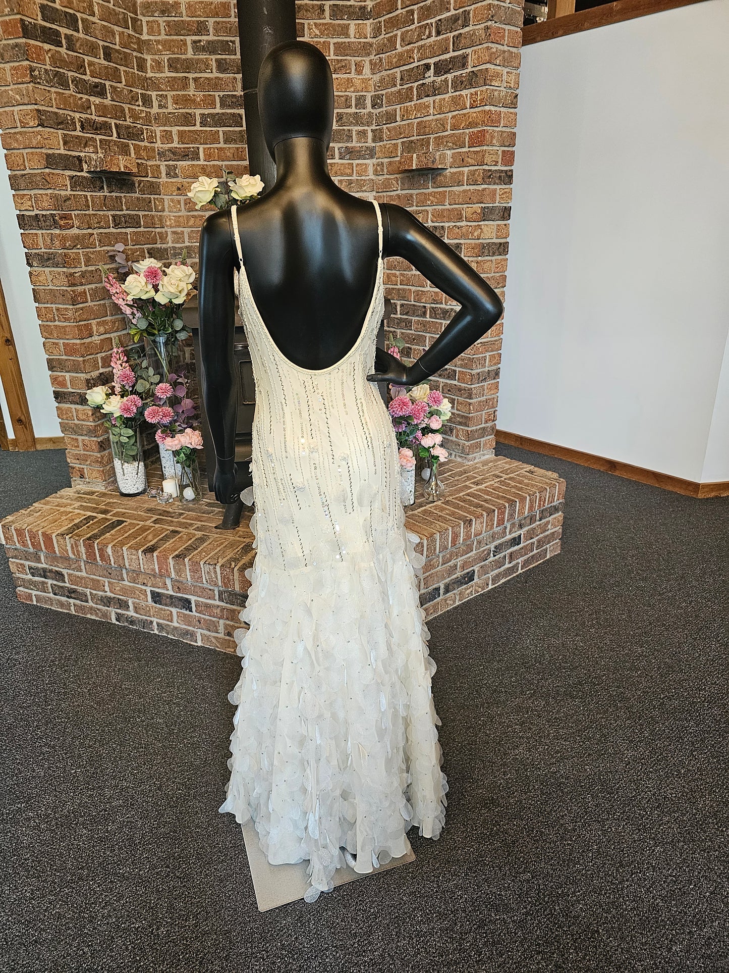 White Silk Feathered W/Shawl - Sue Wong Nocturne - Wedding Gown